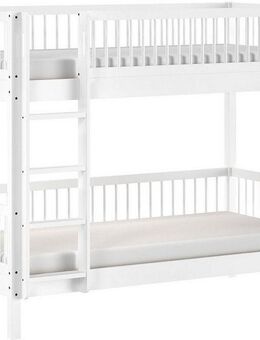 Home affaire Etagenbett Buche massiv weiß, Made in Europe, langlebige Qualität (B/H/T ca. 208x176x98cm, inkl. Leiter, Absturzschutz oben umlaufend), 2 Lattenroste, wahlweise mit oder ohne Bettschublade