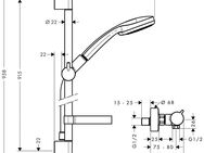 hansgrohe Duschsystem Croma 100, 4 Strahlart(en), Komplett-Set, Aufputz mit Ecostat Comfort Thermostat und Duschstange 90cm, chrom