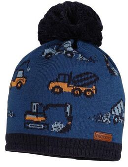 MAXIMO Strickmütze im Baufahrzeuge-Design mit Pompon und Futter