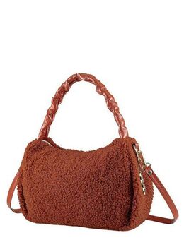 COLLEZIONE ALESSANDRO Schultertasche Teddy, aus rostrotem Teddystoff mit Leder