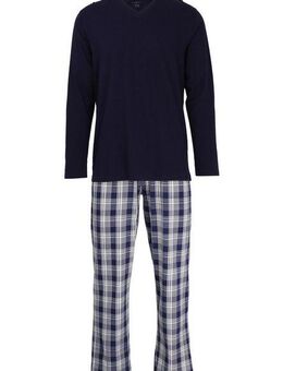 bugatti Pyjama Genua (2 tlg) V-Ausschnitt, Langarm, lange Hose, kariert, bequem