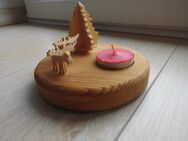 Holz Teelichthalter Leuchter Elche +Tanne Weihnachtsdeko 3,- - Flensburg