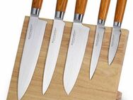 ECHTWERK Magnet-Messerblock Damaszener (6tlg), incl. Damaszener Messer-Set mit Holzgriffen in natürlicher Optik