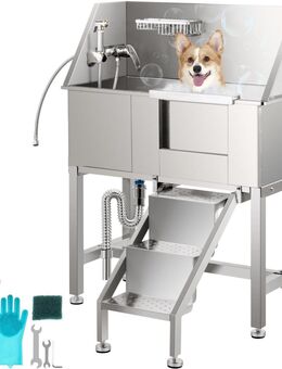 Tiersalon Hundesalon Haustier Pflege Badewanne Edelstahl Langlebig Hund Katze Mit Sprüher und Wasserhahn Professionell Set 76 - Wuppertal
