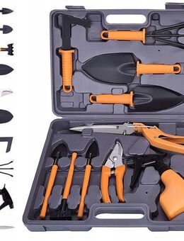 Gartenwerkzeug-Set in Alu-Koffer – Rostfreier Stahl, Schaufel, Rechen, Handschuhe Set 2 - Wuppertal