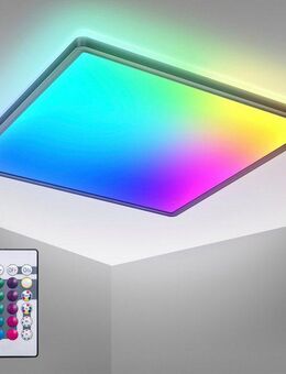 B.K.Licht LED Deckenleuchte BK_PL1552 RGBW Deckenlampe, LED Panel, mit Farbwechsel, Dimmbar, RGB, LED fest integriert, Neutralweiß, Ultraflach, mit Backlight, mit Fernbedienung, Schwarz, 42x42x3 cm