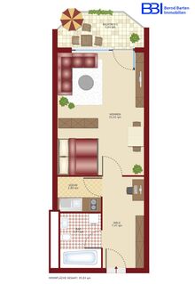 Freie 1 Zimmerwohnung, 39,8 m2, 5 Minuten zur Uni und Innenstadt