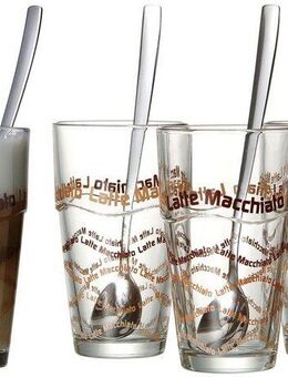 Ritzenhoff & Breker Latte-Macchiato-Glas, Glas, 4 Gläser, 4 Longdrinklöffel