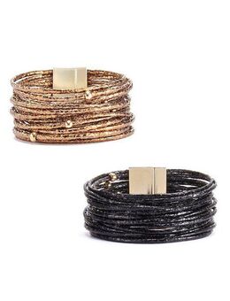 LASCANA Wickelarmband Set (2-tlg), in Layer Optik mit Perlen, Magnetarmband, Armketten Set