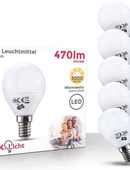 B.K.Licht LED-Leuchtmittel, E14, 5 St., Warmweiß, LED-Lampe Glühbirne 5 Watt 470 Lumen 3.000 Kelvin Energiesparlampe