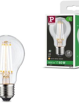 Paulmann LED-Leuchtmittel Eco-Line Filament 230V LED Birne E27 806lm 4,3W 3000K dimmbar Klar, E27, 1 St., Warmweiß