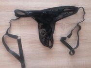 Herren Schwarzes Spitzen-Blumenmuster Tangas-Set - Berlin