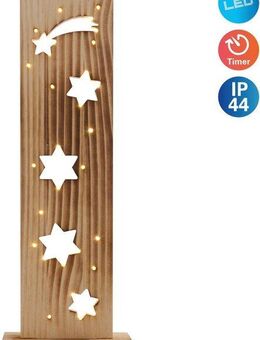 näve LED Dekoobjekt Sterne, Weihnachtsdeko aus Holz, Timerfunktion, LED fest integriert, Warmweiß, Holz-Stehleuchte, Höhe ca. 60 cm, Batteriebetrieben