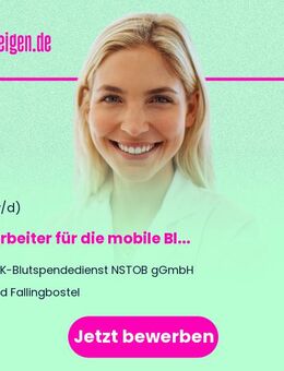 Mitarbeiter (m/w/d) für die mobile Blutspende Bad Fallingbostel (Quereinsteiger (m/w/d) willkommen) - Bad Fallingbostel