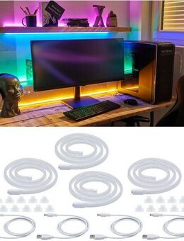 Paulmann LED-Streifen Neon Colorflex USB Strip, mixed box: 4x1m blau, orange, pink, grün, 4x5W 5V, Gaming, PC