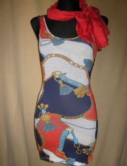NEU * Stylisch * ausgefallen * Kettenprint * Bodycon * Strech * Träger * Etui * Mini- Kleid ''PRIMARK atmosphere'' Gr. 32- 34/ XS * weiß * bunt * - Riedlingen
