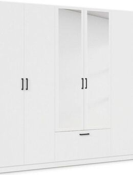 rauch Drehtürenschrank Kleiderschrank Schrank Garderobe Wäscheschrank BARI mit Spiegel mit Schubasten mittig, moderner Griff in Graumetallic MADE IN GERMANY