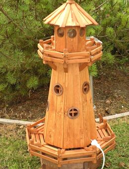 Leuchtturm in der Farbe Teak mit Licht aus Kiefernholz 160 cm NEU - Hergisdorf