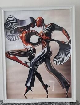 Ein Modern Tango Tanzendes Paar Kunstdruck auf Leinwand , Gerahmt - Wedel
