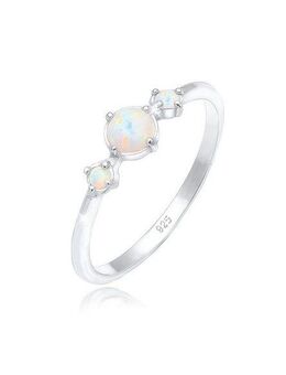 Elli Fingerring Opal Rund Trio Vintage 925er Silber