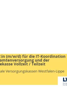 Mitarbeiter:in (w/m/d) für die IT-Koordination der kvw-Beamtenversorgung und der kvw-Beihilfekasse Vollzeit / Teilzeit - Münster