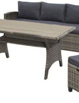 KONIFERA Gartenlounge-Set Amsterdam, (Set, 16-tlg., 1x 3er Sofa, 1x 2 Sessel, 2x Hocker, 1xTisch 144,5x74x67cm,Polyrattan), Stahl, Ablagefläche unter dem Tisch, Loungeset