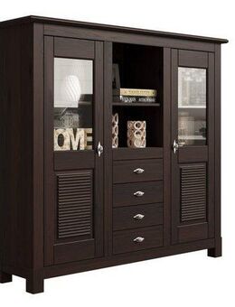 Home affaire Buffet Rauna Highboard, massive Kiefer, Türen mit Glaseinsätzen, B/H 146/134 cm
