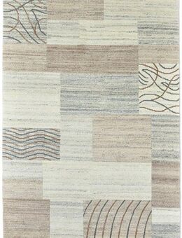 THEKO Wollteppich Nakarta 2, rechteckig, Höhe: 12 mm, reine Wolle, handgeknüpft, Naturtöne, Patchworkdesign, meliert