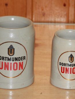 2x Dortmunder-Union Bierkrug Keramik Steinzeug Steingut 0,25L / 0,5 L sehr alt - Borken
