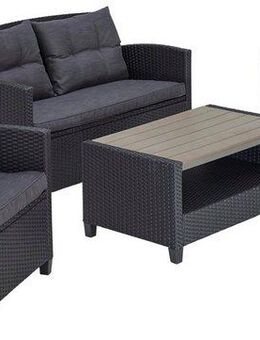 KONIFERA Gartenlounge-Set St. Tropez, (Set, 11-tlg., 1x2er Sofa, 2x Sessel,1x Tisch 90x55x42,5cm, inkl. Auflagen), Polyrattan, Stahl, Ablage unter dem Tisch, Balkonset, Loungeset
