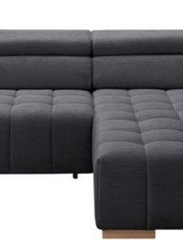 exxpo - sofa fashion Ecksofa Elianos, hoher Sitzkomfort, aufwendige Kreuzsteppung im Sitz, L-Form, Kopfteile & Sitztiefe verstellbar, mit Bettfunktion, Cord, antrazit