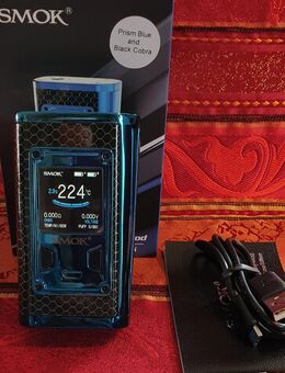 Smok Majesty Lux Edition, Blau/Black Cobra. FP. 75€ Neuwertig, noch mit originaler Displayschutzfolie. SAMMLUNGSVERKLEINERUNG! Akkuträger, Mod Box, E Zigarette, Vape. - Bühl