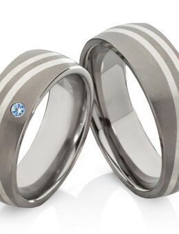 Partnerringe aus Titan mit Silber TS633 - Aholming