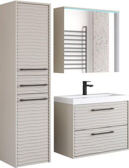welltime Badmöbel-Set Canada - Fronten mit Wellenstruktur, (Komplett-Set, 4-St., Fronten mit Wellenstruktur)
