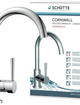 Schütte Spültischarmatur Cornwall Niederdruck, 360° schwenkbarer Wasserhahn, Mischbatterie