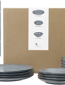 Broste Copenhagen Geschirr-Set Nordic Sea, inklusive Geschirrtuch Set (13-tlg), 4 Personen, Keramik, Beliebte Geschirr Sets Exclusiv mit Geschenk