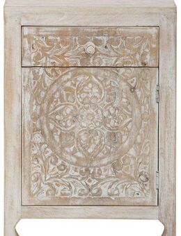 Home affaire Nachtkommode Bonstetten, pflegeleichtes Mangoholz, mit dekorativen Schnitzereien, Breite 50 cm