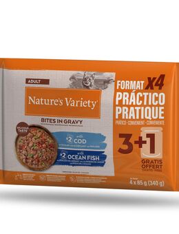 Nature's Variety Bites in Soße Adult 44 x 85 g - mit Kabeljau & Meeresfisch