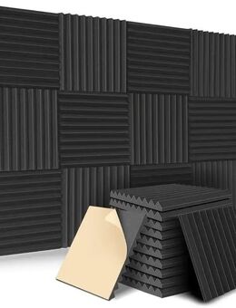 12er-Pack Selbstklebende Akustikschaumstoffplatten – Schallisolierung & Brandschutz 30x30x2,5 cm schwarz - Ingolstadt