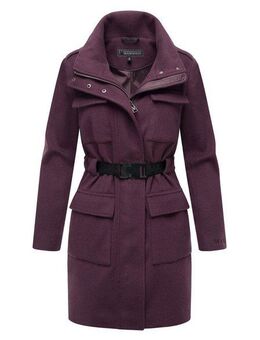 Marikoo Kurzmantel Tanokoo Eleganter Übergangsmantel mit großen Taschen und Stretch-Gürtel