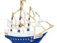 ☝️☝️☝️ Brosche, Pin, Segelschiff, Blau, Gold, Weiß, maritim, NEU ⭐⭐⭐⭐⭐ - Gersthofen