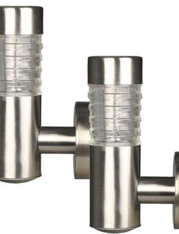 Luxform Außen-Wandleuchte Solar-Außenwandleuchte - Tacoma - 2 Stück - LED, LED fest integriert, Aus Edelstahl & Glas gefertigt