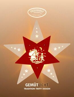 Weigla Dekostern LED Knecht Ruprecht, Fensterbild, WEIẞ-ROT, Made in Germany, 1 St., Erzgebirge garantiert, Weihnachtsdeko Innen, Weihnachtsbeleuchtung