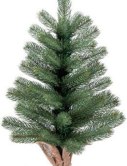 IC Winterworld Künstlicher Weihnachtsbaum Tannenbaum, künstlicher Christbaum, Nordmanntanne, Weihnachtsdeko mit Jutebeutel um den Betonfuß