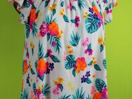 Box#76 Blusenshirt M 38 Bluse mit Bustier Shirt weiß bunt Blumen Damen kurzarm - Mühlberg (Elbe)