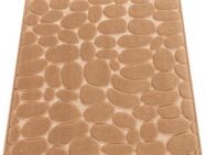 Paco Home Badematte Corby 256, Memory-Schaum Effekt, Höhe 13 mm, rutschhemmend beschichtet, fußbodenheizungsgeeignet, Polyester, rechteckig, Badteppich, Uni Farben, Motiv Steine, Hoch-Tief Effekt