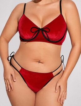 Damen Dessous Set mit Bügel aus Samt / Farbe rot-schwarz / Größe 50 / NEU - Marl (Nordrhein-Westfalen)