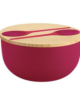 KESPER® Salatschüssel Salatschale mit Deckel und Salatbesteck, Polypropylen, (Set, 4-tlg), Deckel aus FSC®-zertifiziertem Bambus