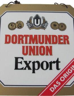 Dortmunder Union Brauerei - Export - Zapfhahnschild - 11,5 x 11,5 cm - aus Kunststoff - Motiv 2 - Doberschütz