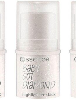 Essence Highlighter BABY GOT DIAMOND highlighter stick, 3-tlg., Geschmeidige Formel, mit Silberglitter, praktisch und vegan.